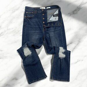 ReGeneration by Celebrity Pink Flower Jeans Size 7/28 Kick Flare Crop Button Fly